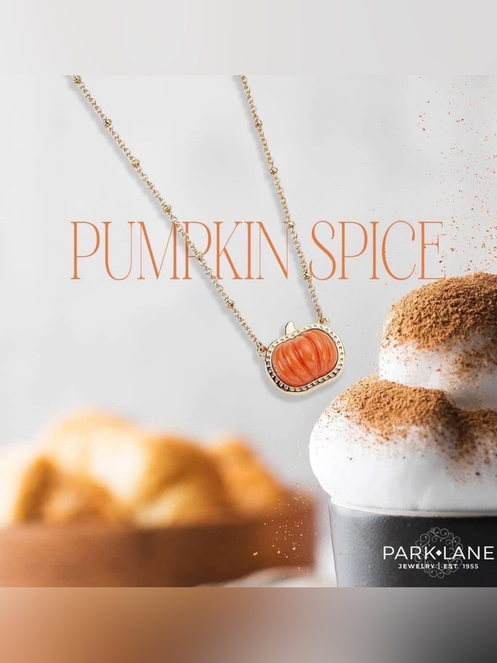 NEW Park Lane Pumpkin Spice Necklace Gold Orange Autumn Fall Pendant Jewelry Box